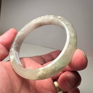 Certified 59mm Natural Green Jade jadeite Hand carving bracelets 1546